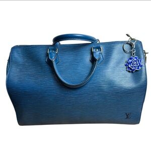 Louis Vuitton Authentic EPI Speedy 35 Bag w LV Lock and Key